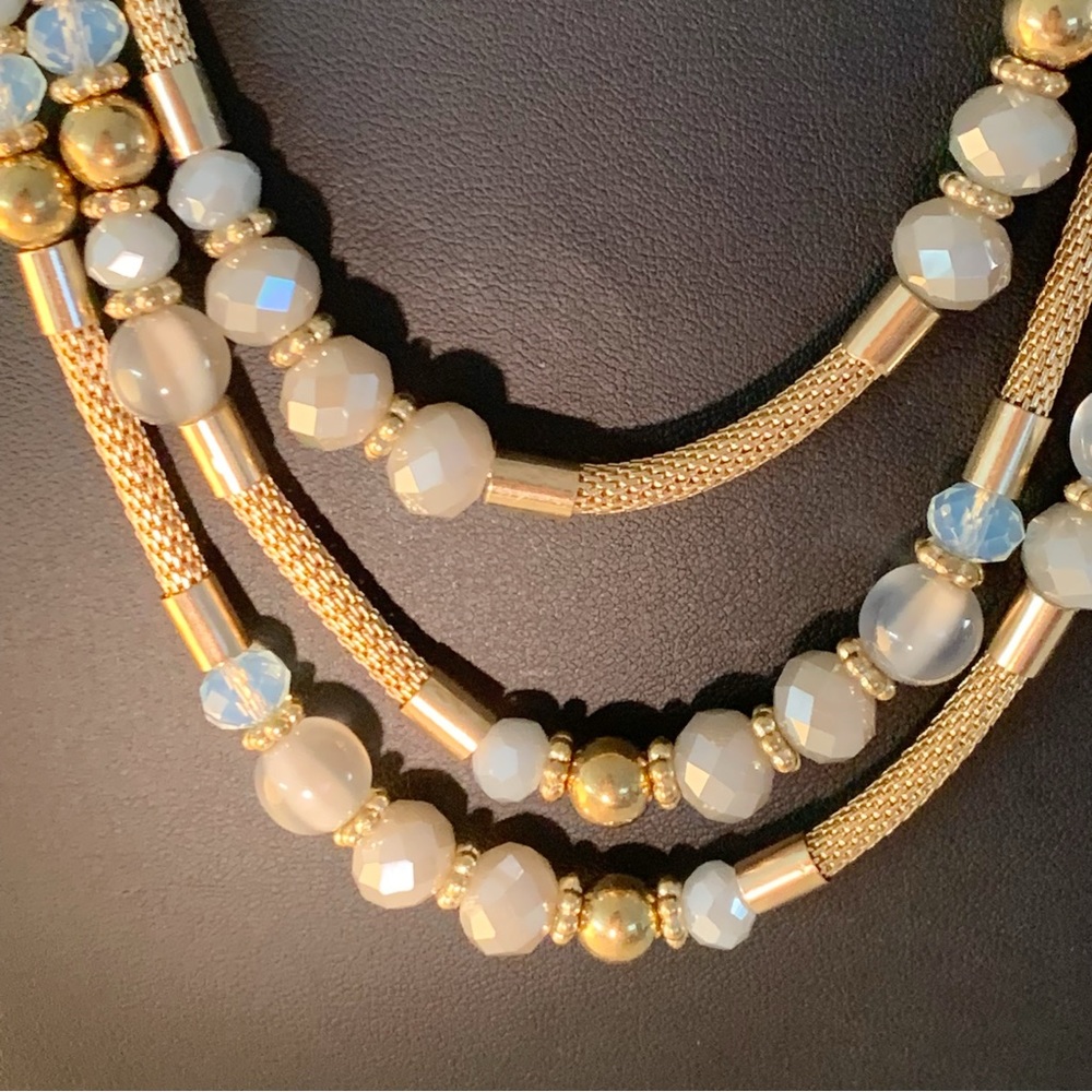 Macy’s Multi-Strand Beaded Gold Tone 18”.  Necklace